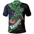 Canberra Raiders Rugby Polo Shirt Tribal Polynesian Power Art - Lightning Mascot
