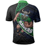Canberra Raiders Rugby Polo Shirt Tribal Polynesian Power Art - Lightning Mascot