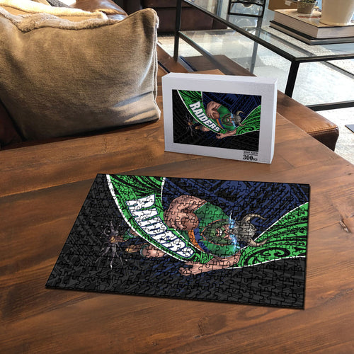 Canberra Raiders Rugby Puzzle Tribal Polynesian Power Art - Lightning Mascot