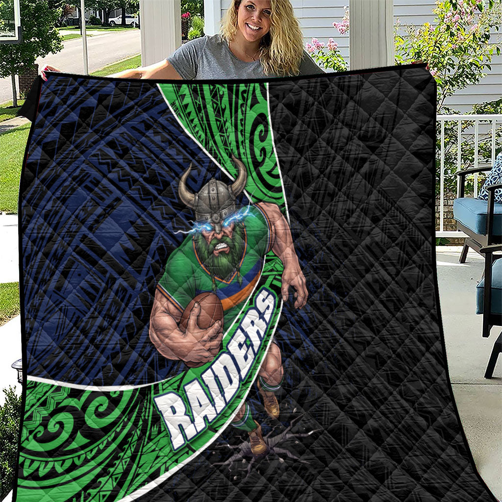 Canberra Raiders Rugby Quilt Tribal Polynesian Power Art - Lightning Mascot