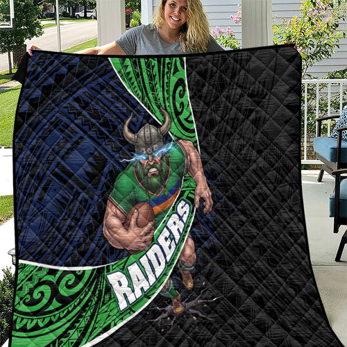 Canberra Raiders Rugby Quilt Tribal Polynesian Power Art - Lightning Mascot