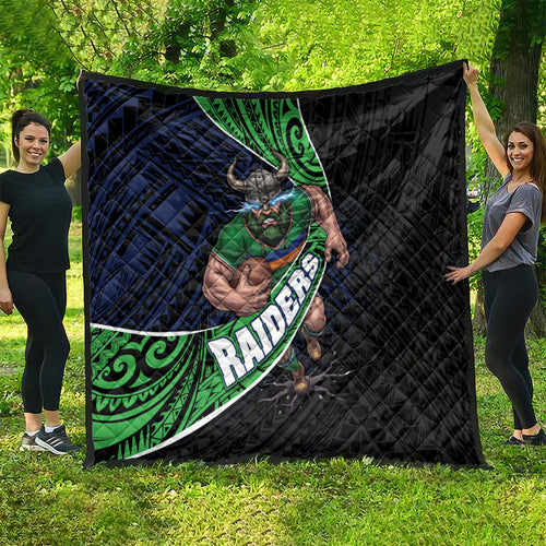 Canberra Raiders Rugby Quilt Tribal Polynesian Power Art - Lightning Mascot