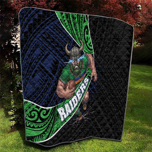 Canberra Raiders Rugby Quilt Tribal Polynesian Power Art - Lightning Mascot