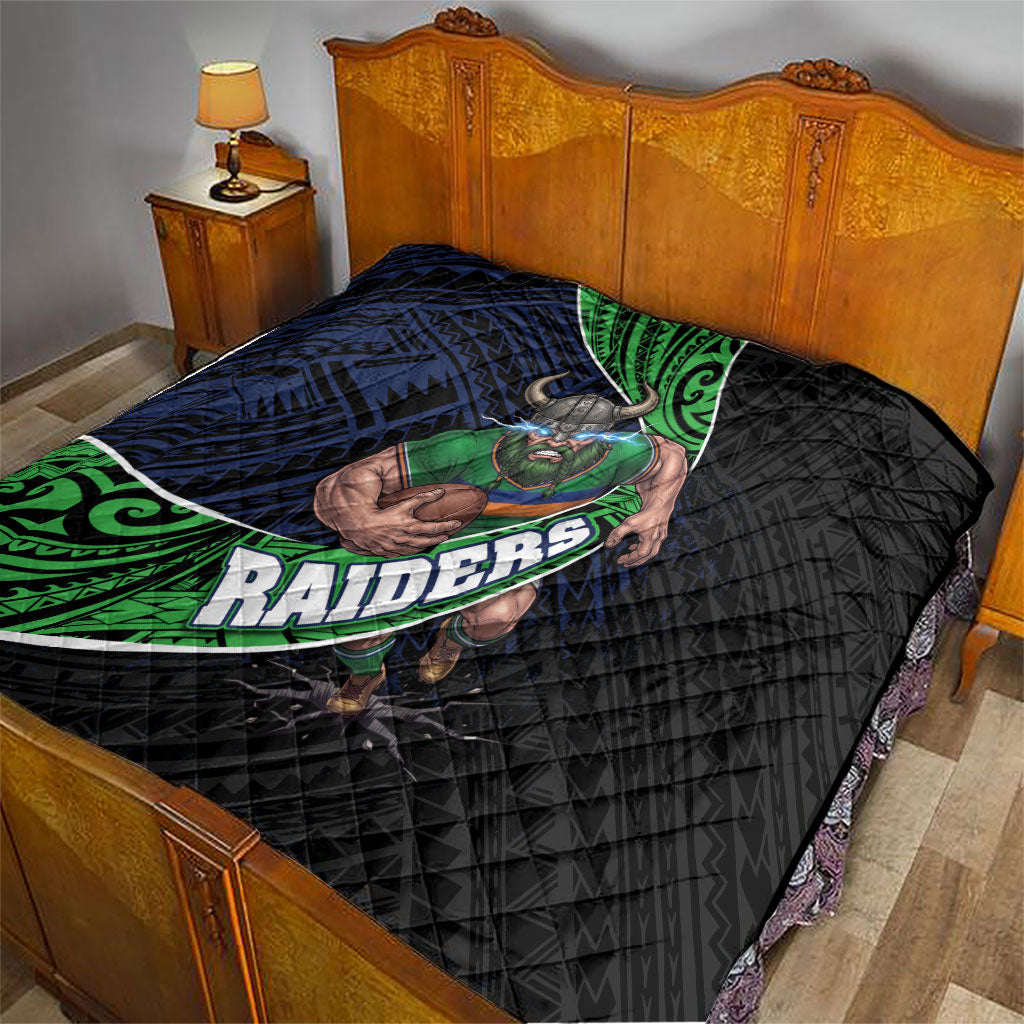 Canberra Raiders Rugby Quilt Tribal Polynesian Power Art - Lightning Mascot