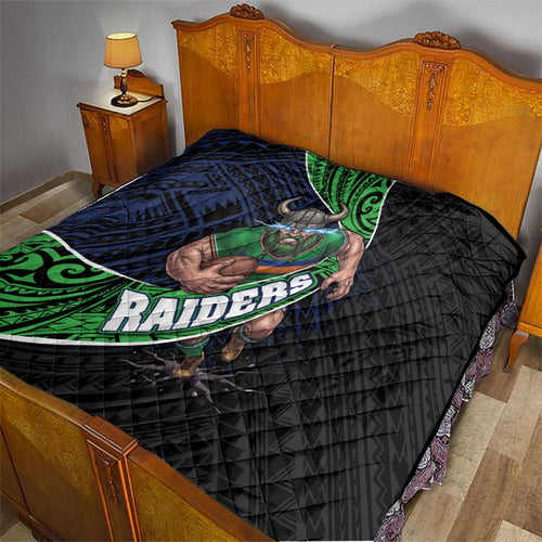 Canberra Raiders Rugby Quilt Tribal Polynesian Power Art - Lightning Mascot