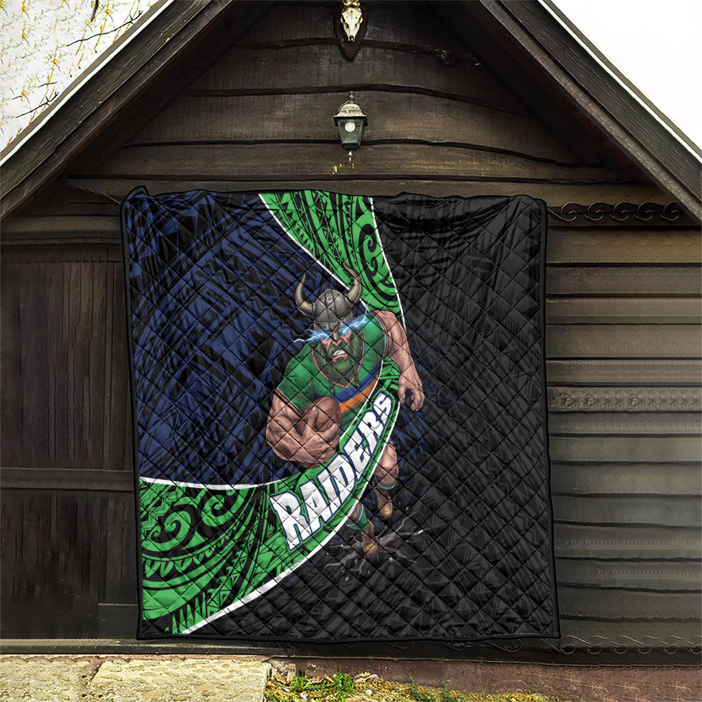 Canberra Raiders Rugby Quilt Tribal Polynesian Power Art - Lightning Mascot