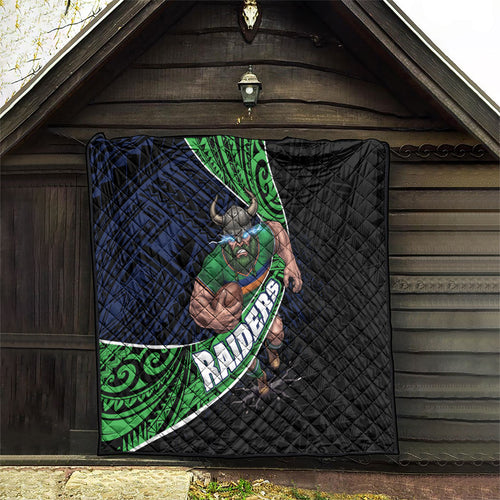 Canberra Raiders Rugby Quilt Tribal Polynesian Power Art - Lightning Mascot