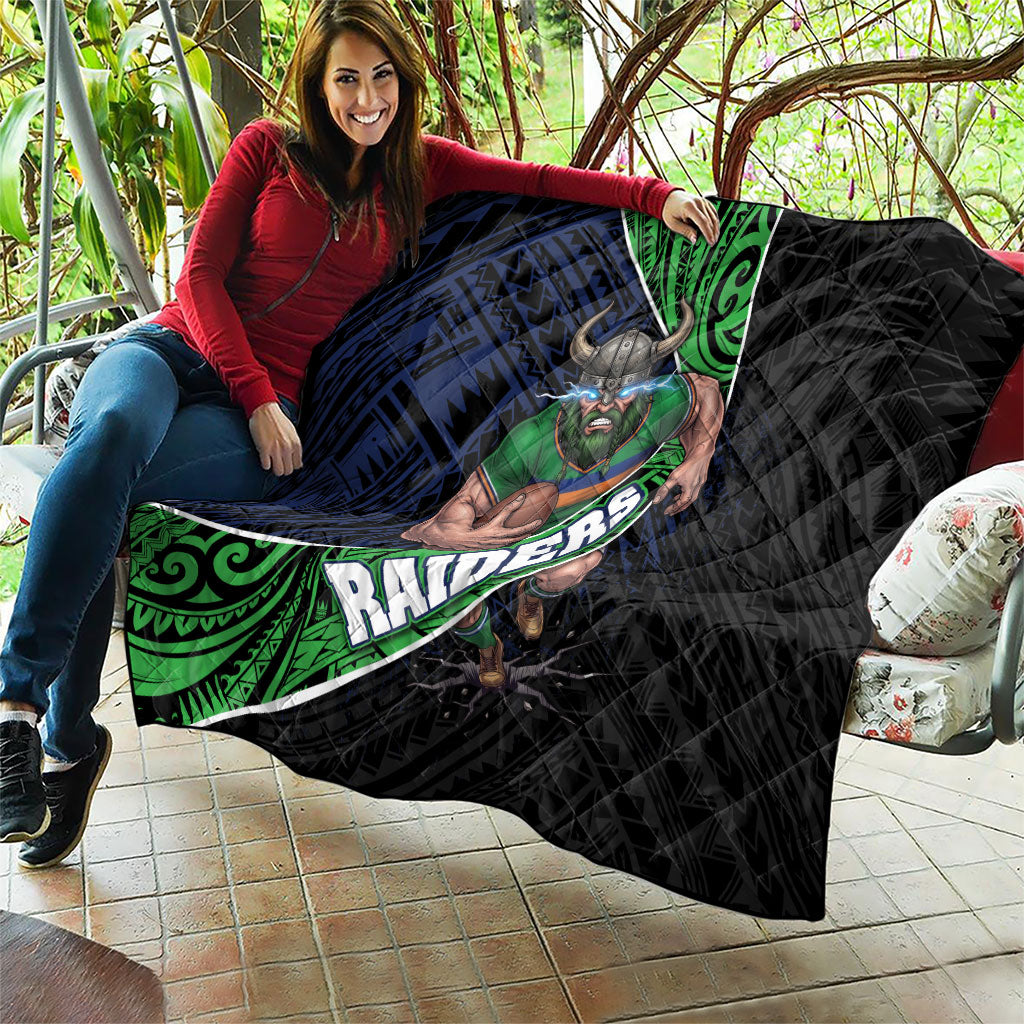 Canberra Raiders Rugby Quilt Tribal Polynesian Power Art - Lightning Mascot