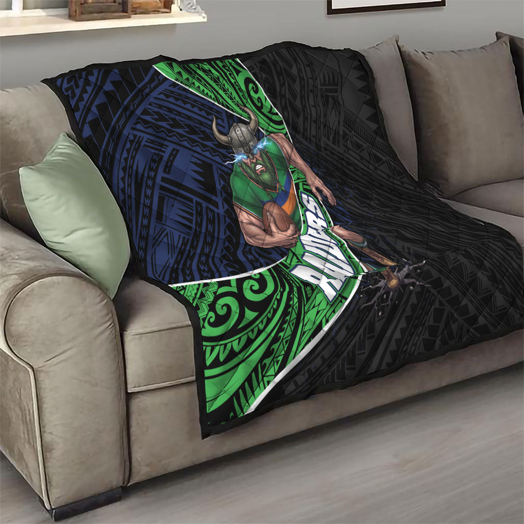 Canberra Raiders Rugby Quilt Tribal Polynesian Power Art - Lightning Mascot