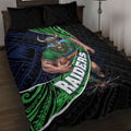 Canberra Raiders Rugby Quilt Bed Set Tribal Polynesian Power Art - Lightning Mascot