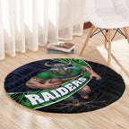 Canberra Raiders Rugby Round Carpet Tribal Polynesian Power Art - Lightning Mascot