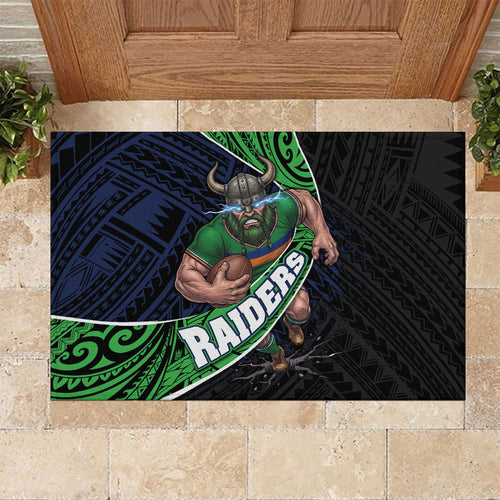 Canberra Raiders Rugby Rubber Doormat Tribal Polynesian Power Art - Lightning Mascot
