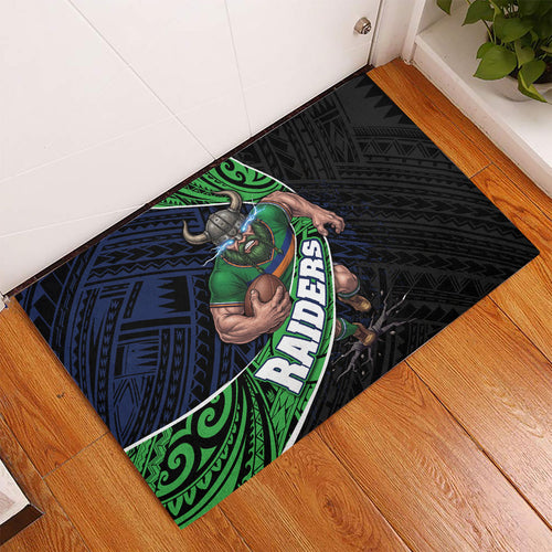 Canberra Raiders Rugby Rubber Doormat Tribal Polynesian Power Art - Lightning Mascot
