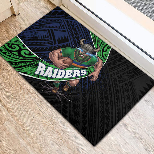 Canberra Raiders Rugby Rubber Doormat Tribal Polynesian Power Art - Lightning Mascot