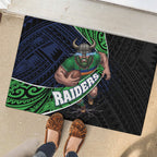 Canberra Raiders Rugby Rubber Doormat Tribal Polynesian Power Art - Lightning Mascot