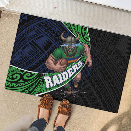 Canberra Raiders Rugby Rubber Doormat Tribal Polynesian Power Art - Lightning Mascot