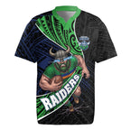 Canberra Raiders Rugby Rugby Jersey Tribal Polynesian Power Art - Lightning Mascot