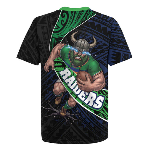 Canberra Raiders Rugby Rugby Jersey Tribal Polynesian Power Art - Lightning Mascot