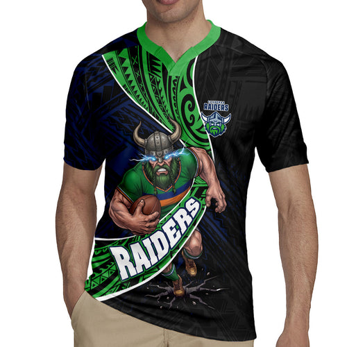 Canberra Raiders Rugby Rugby Jersey Tribal Polynesian Power Art - Lightning Mascot