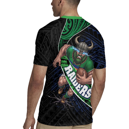 Canberra Raiders Rugby Rugby Jersey Tribal Polynesian Power Art - Lightning Mascot