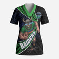 Canberra Raiders Rugby Scrub Top Tribal Polynesian Power Art - Lightning Mascot