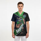 Canberra Raiders Rugby Scrub Top Tribal Polynesian Power Art - Lightning Mascot