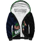 Canberra Raiders Rugby Sherpa Hoodie Tribal Polynesian Power Art - Lightning Mascot