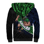 Canberra Raiders Rugby Sherpa Hoodie Tribal Polynesian Power Art - Lightning Mascot