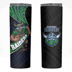 Canberra Raiders Rugby Skinny Tumbler Tribal Polynesian Power Art - Lightning Mascot