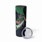 Canberra Raiders Rugby Skinny Tumbler Tribal Polynesian Power Art - Lightning Mascot