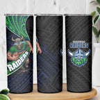Canberra Raiders Rugby Skinny Tumbler Tribal Polynesian Power Art - Lightning Mascot