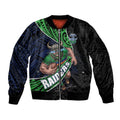Canberra Raiders Rugby Sleeve Zip Bomber Jacket Tribal Polynesian Power Art - Lightning Mascot