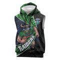 Canberra Raiders Rugby Sleeveless Hoodie Tribal Polynesian Power Art - Lightning Mascot