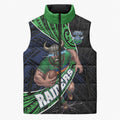 Canberra Raiders Rugby Sleeveless Puffer Jacket Tribal Polynesian Power Art - Lightning Mascot