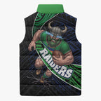 Canberra Raiders Rugby Sleeveless Puffer Jacket Tribal Polynesian Power Art - Lightning Mascot