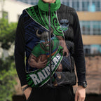 Canberra Raiders Rugby Sleeveless Puffer Jacket Tribal Polynesian Power Art - Lightning Mascot