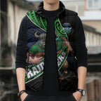 Canberra Raiders Rugby Sleeveless Puffer Jacket Tribal Polynesian Power Art - Lightning Mascot