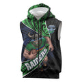 Canberra Raiders Rugby Sleeveless Zip Hoodie Tribal Polynesian Power Art - Lightning Mascot