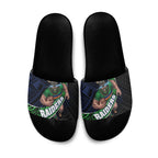 Canberra Raiders Rugby Slide Sandals Tribal Polynesian Power Art - Lightning Mascot