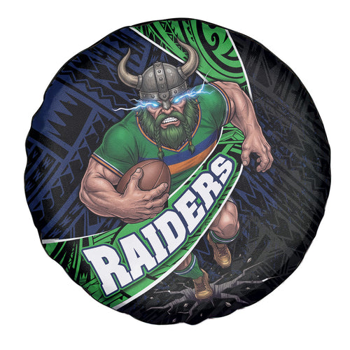 Canberra Raiders Rugby Spare Tire Cover Tribal Polynesian Power Art - Lightning Mascot