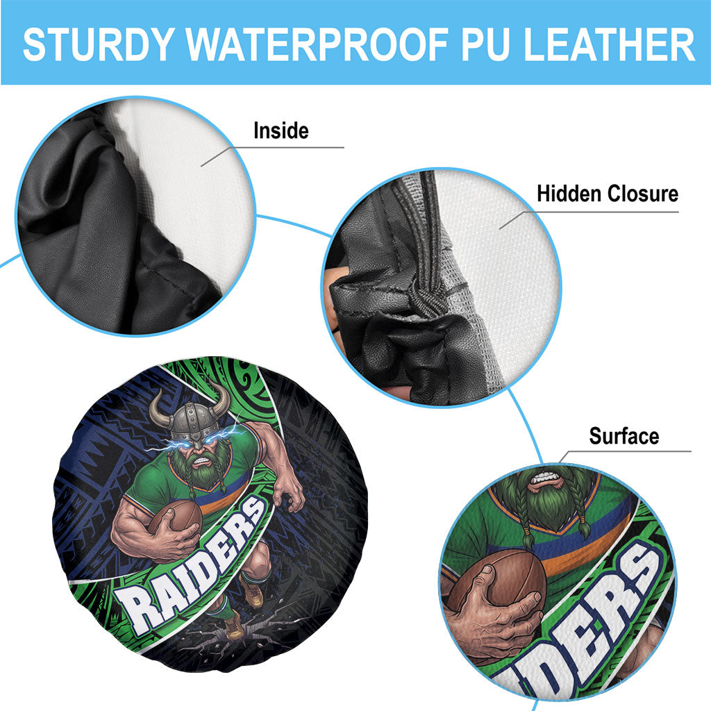 Canberra Raiders Rugby Spare Tire Cover Tribal Polynesian Power Art - Lightning Mascot