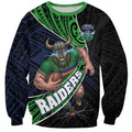 Canberra Raiders Rugby Sweatshirt Tribal Polynesian Power Art - Lightning Mascot