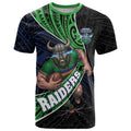 Canberra Raiders Rugby T Shirt Tribal Polynesian Power Art - Lightning Mascot