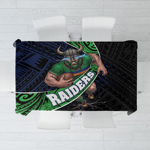 Canberra Raiders Rugby Tablecloth Tribal Polynesian Power Art - Lightning Mascot