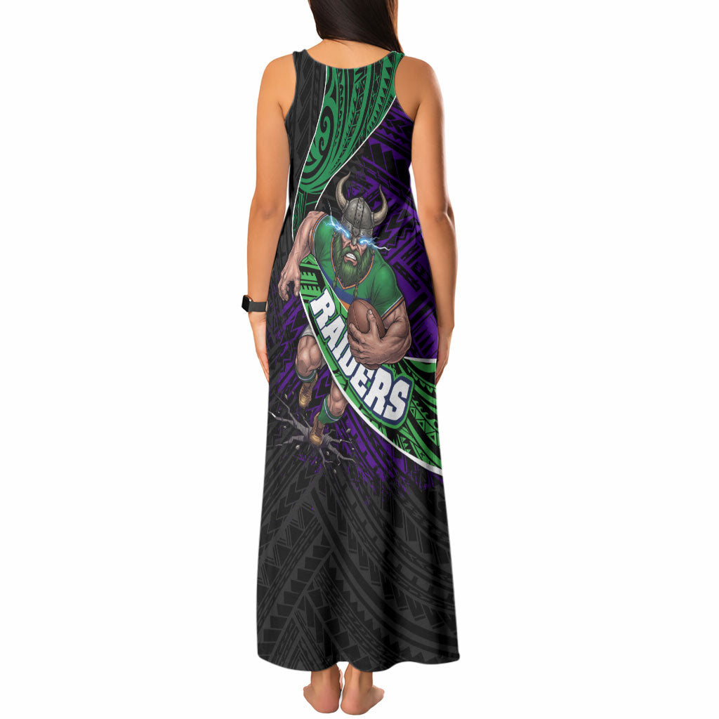 Canberra Raiders Rugby Tank Maxi Dress Tribal Polynesian Power Art - Lightning Mascot