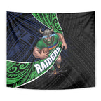 Canberra Raiders Rugby Tapestry Tribal Polynesian Power Art - Lightning Mascot