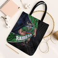 Canberra Raiders Rugby Tote Bag Tribal Polynesian Power Art - Lightning Mascot