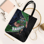 Canberra Raiders Rugby Tote Bag Tribal Polynesian Power Art - Lightning Mascot