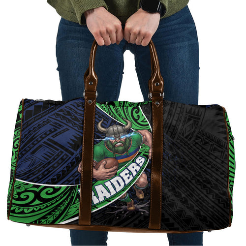 Canberra Raiders Rugby Travel Bag Tribal Polynesian Power Art - Lightning Mascot