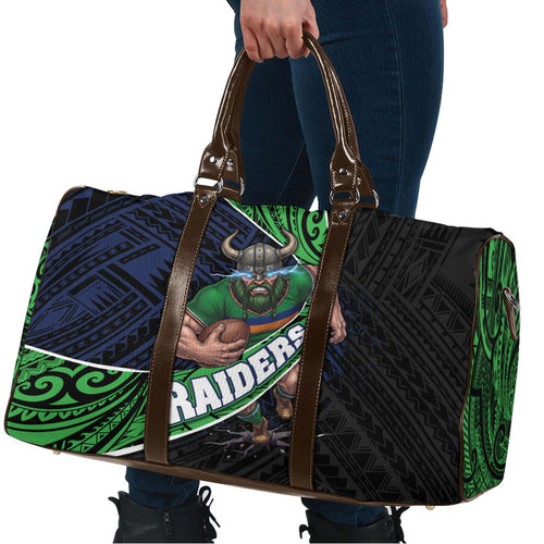 Canberra Raiders Rugby Travel Bag Tribal Polynesian Power Art - Lightning Mascot